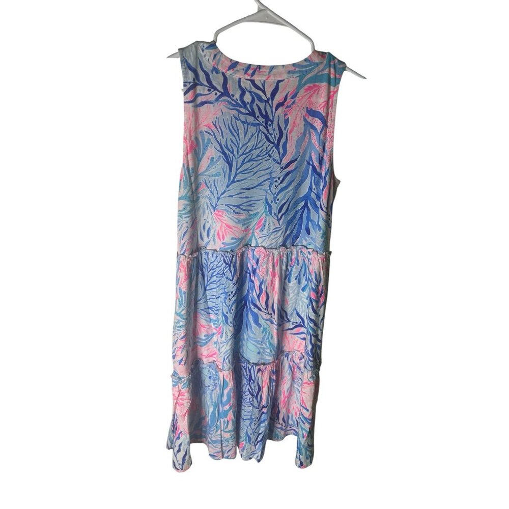 Lilly Pulitzer Lorina Swing Dress Crew Blue Tint Kaleidoscope Coral Size S NWT - Picture 5 of 9